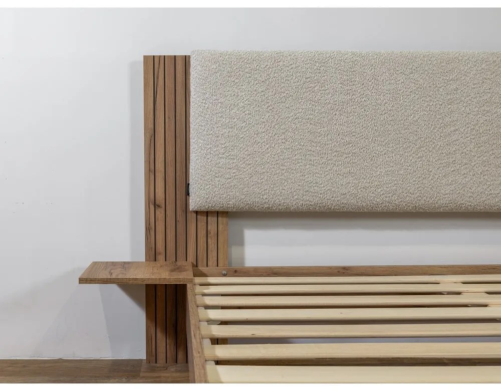 Letto matrimoniale beige con rete inclusa 160x200 cm Lior – Bobochic Paris