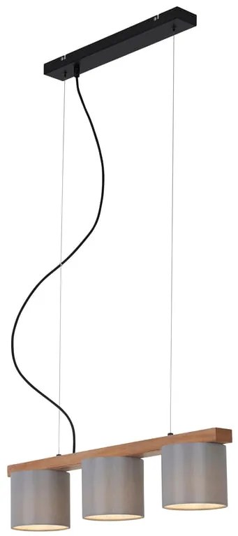 Lampadario Design Wood&Style grigio paralume grigio 3x E14 BRILONER