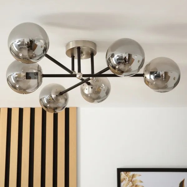 Brilagi - Lampadario a soffitto MALIVA 6xE14/15W/230V cromo satinato/fumé