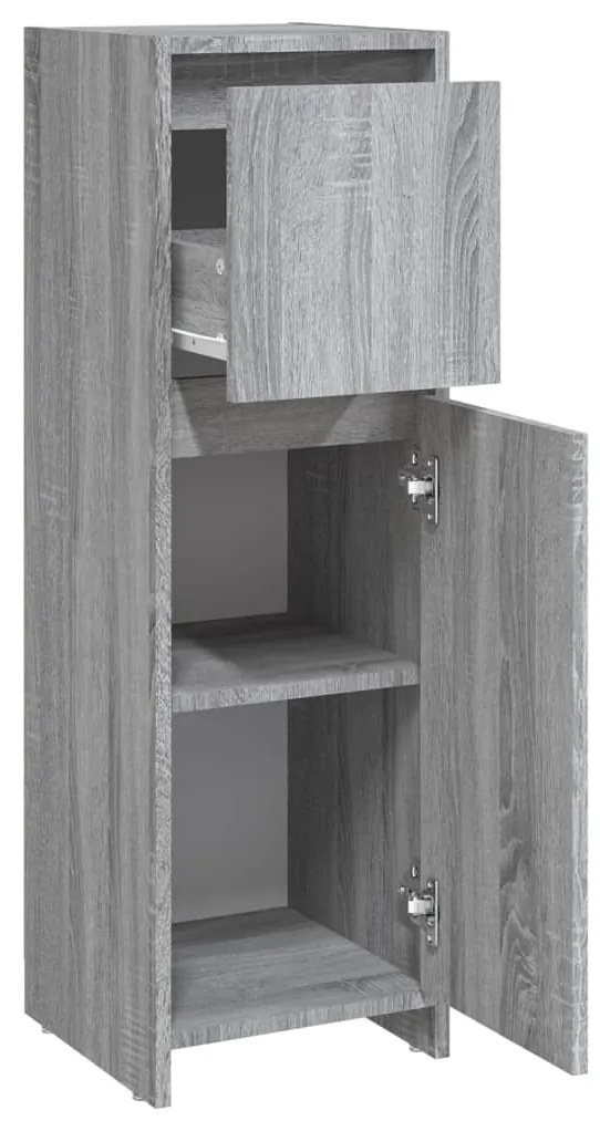 Armadietto bagno grigio sonoma 30x30x95 cm in legno multistrato