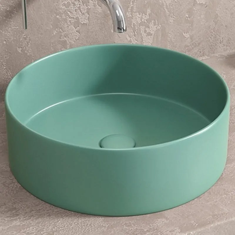 Kamalu - lavabo tondo colore turchese opaco 35cm | klt-350t