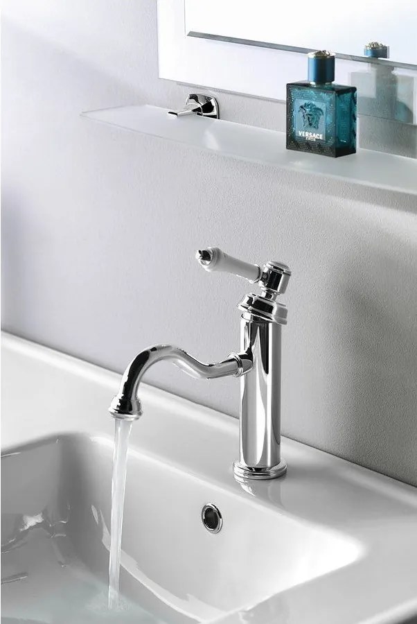 Rubinetto per lavandino in argento lucido verticale Vienna – Sapho