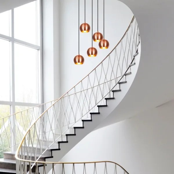 Lampadario a sospensione con filo SIVANI 5xE27/40W/230V rame