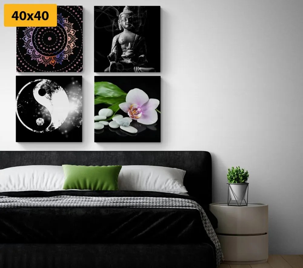 Set di quadri – Feng Shui su sfondo nero