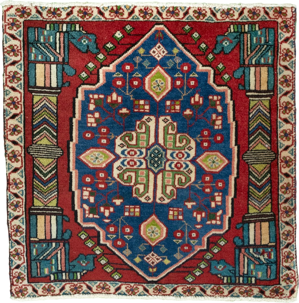 Shiraz Tappeto 60 x 60 Rosso (Iran) Annodato A Mano