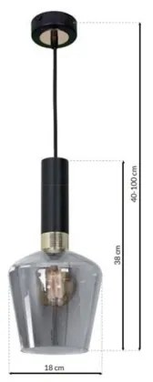 Lampadario su filo ROMA BLACK 1xE27/60W/230V