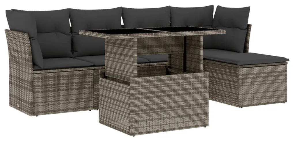 Set divano da giardino 6 pz con cuscini grigio in polyrattan