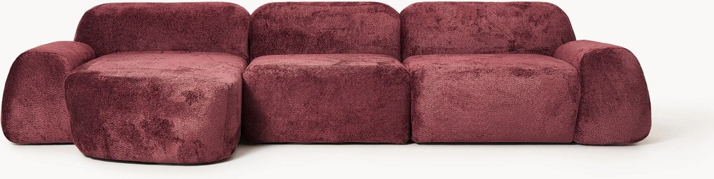 Divano angolare componibile 4 posti in teddy bouclé Wolke