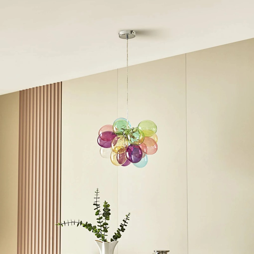 Lucande lampada a sospensione Diborah, Ø 40 cm, colorata, vetro, G9