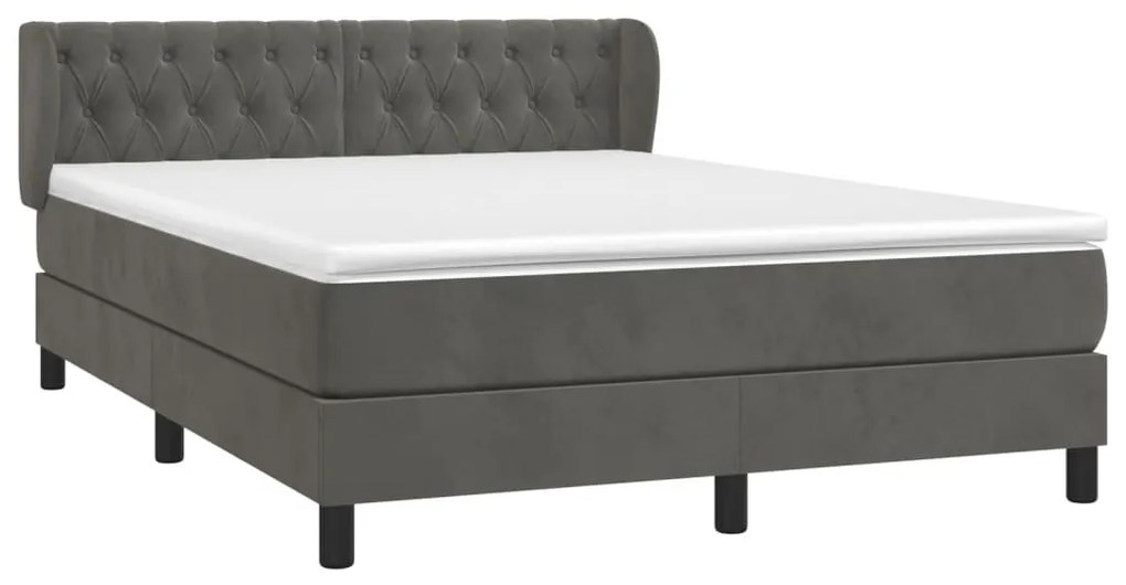 Giroletto a molle con materasso grigio scuro 140x200 cm velluto