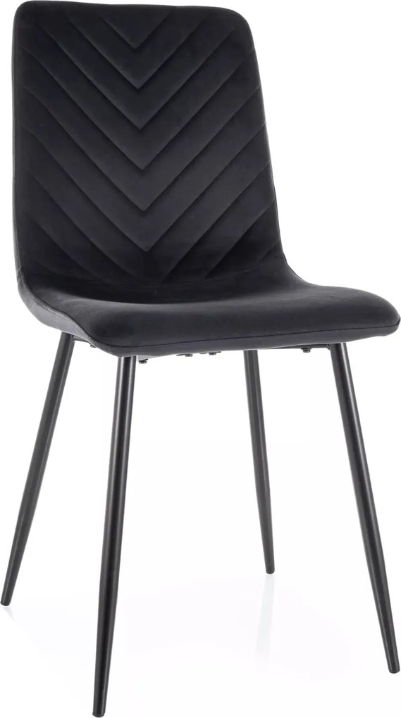 Sedia Daren Velvet in velluto nero e struttura in metallo nero opaco – 45x39x91 cm