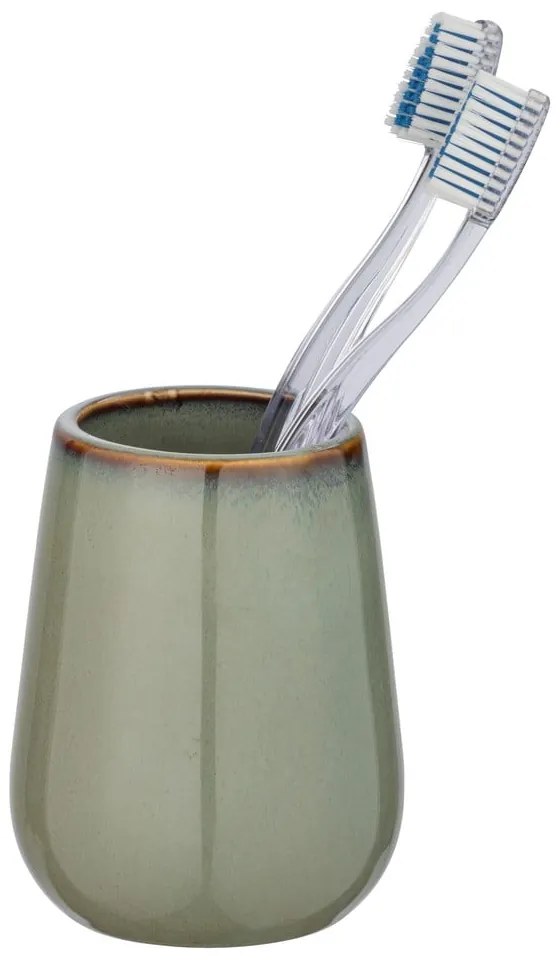 Tazza in ceramica verde per spazzolini da denti Sirmione - Wenko