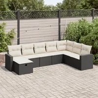 Set Divani da Giardino con Cuscini 8 pz Nero in Polyrattan 3325432