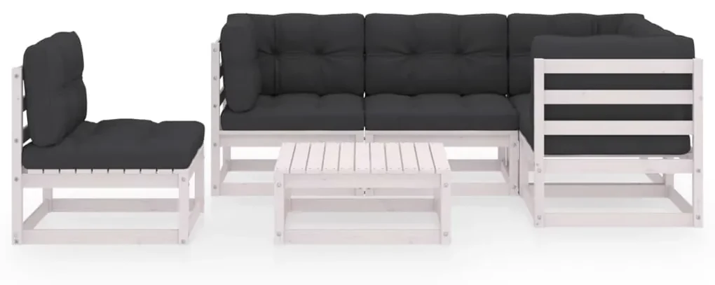 Set divani da giardino 6 pz con cuscini legno massello di pino