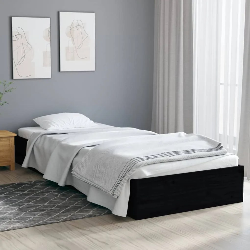 Giroletto İn Legno Massello Nero 75x190 Cm Small Single /