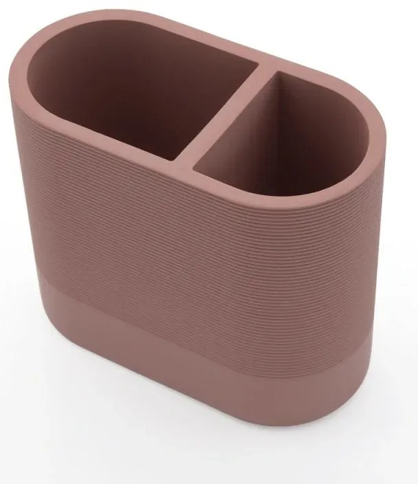 Bicchiere porta spazzolini in poliresina terracotta Marica