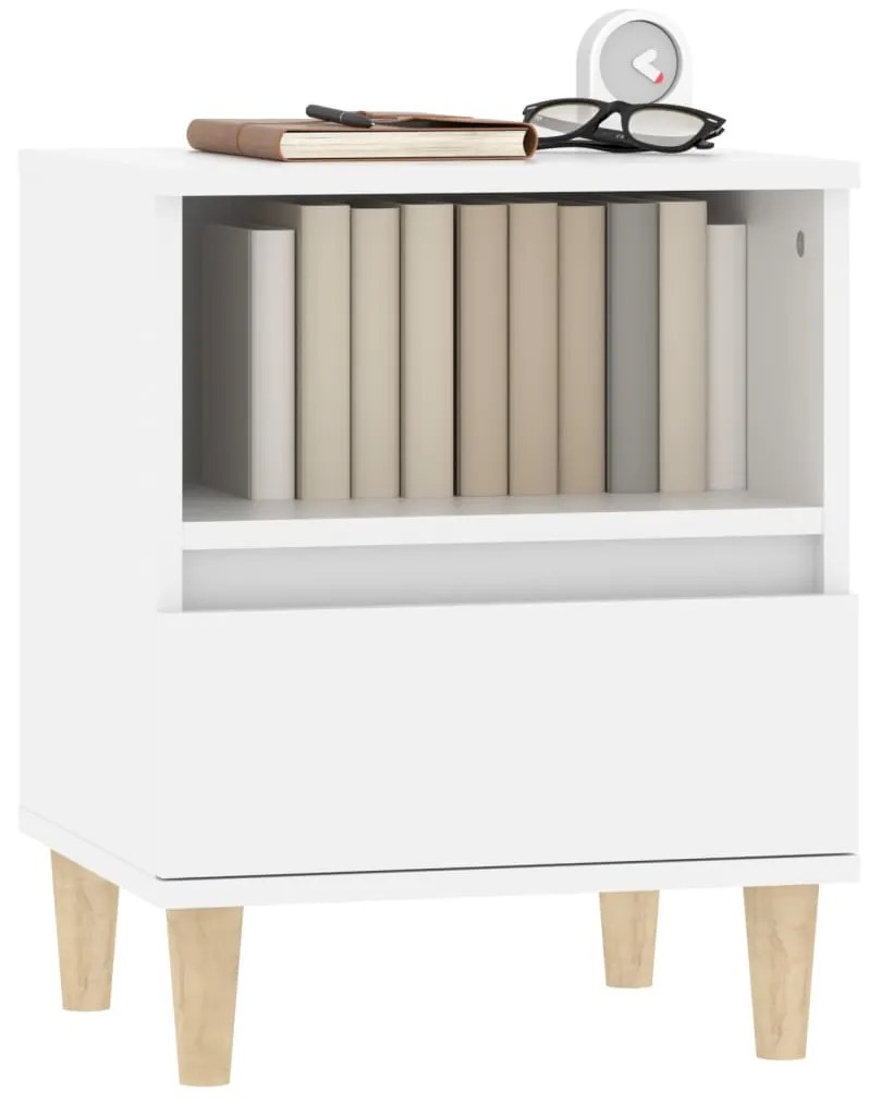 Comodini 2 pz in bianco 40x35x50 cm