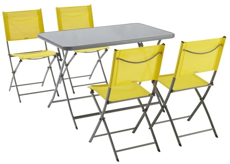 Set tavolo e sedie Emys NATERIAL in acciaio giallo per 4 persone