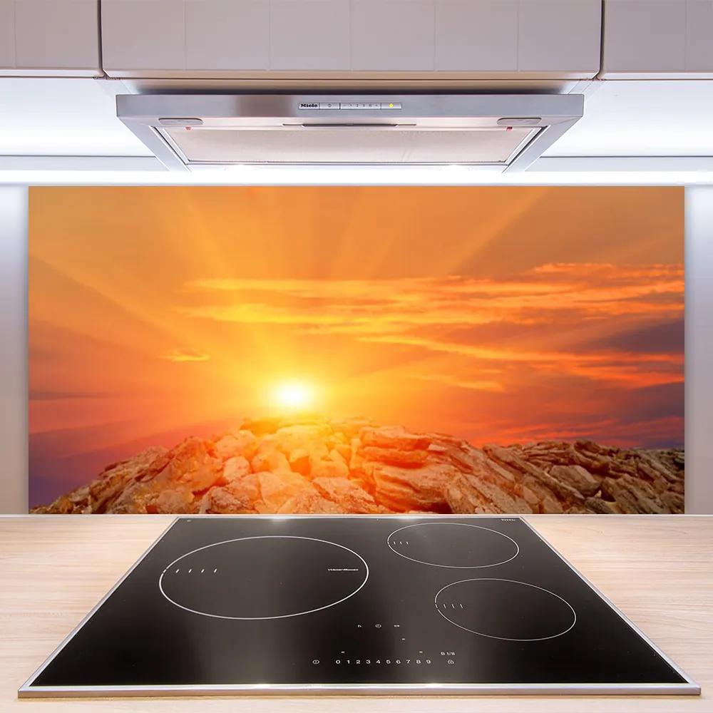 Pannello cucina paraschizzi Sole, cielo, montagna, paesaggio 100x50 cm
