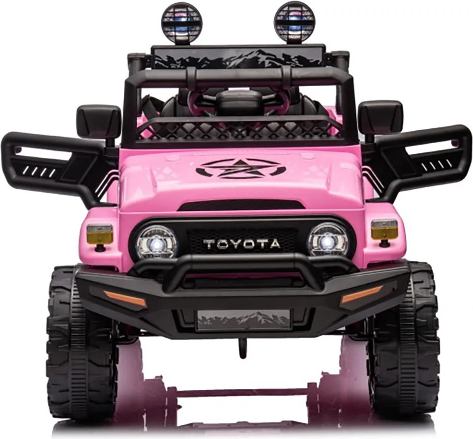 Macchina Elettrica per Bambini Fuoristrada Toyota Fj Cruiser 12V Telecomando Ruote in Gomma e Sedile in Pelle Rosa...
