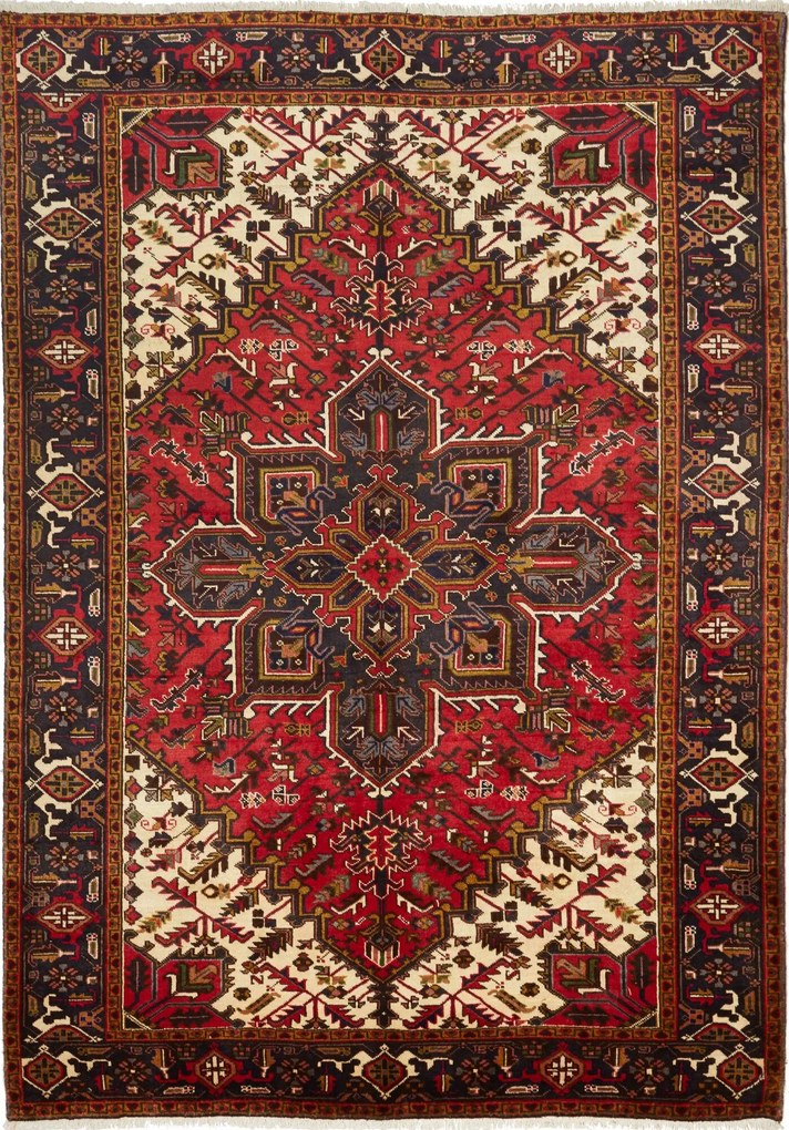 Heriz Tappeto 200x280 Beige (Iran) Annodato A Mano