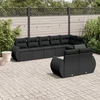 Set Divani da Giardino con Cuscini 8 pz Nero in Polyrattan 3221614