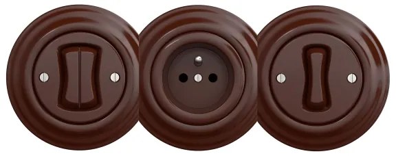 Kliklap - Presa domestica in stile retrò senza placca SCHUKO 230V/16A, marrone