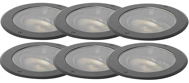 Set di 6 faretti da incasso a terra per esterni dimmerabili neri IP65 incl. LED - Delux Honey