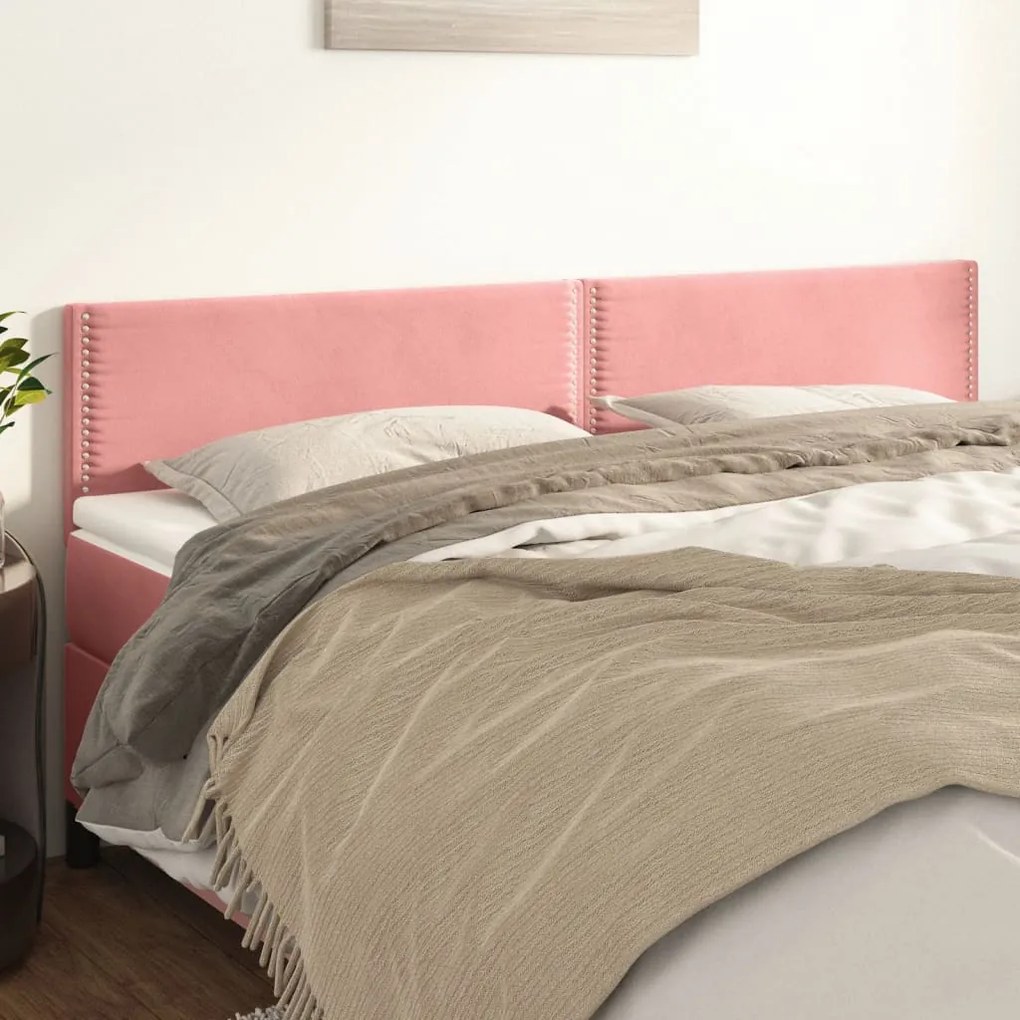 Testiera 2 Pz Rosa 90x5x78/88 Cm İn Velluto /