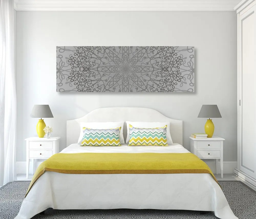 Quadro su tela – Ornamento circolare grigio