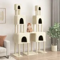 Albero per Gatti con Tiragraffi in Sisal Crema 199 cm