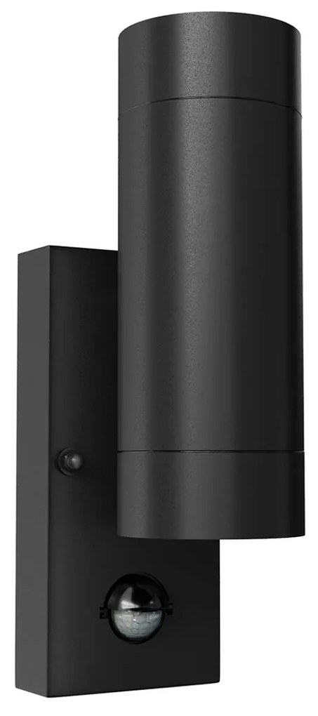 Applique Bidirezionale IP65 2xGU10 con sensore Movimento - Nera