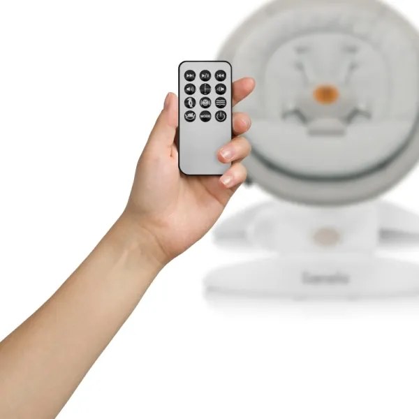 Lionelo - Dondolo per bambini con melodia MELL Beige Sand 4xAA + telecomando