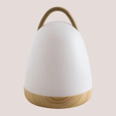 Lampada Da Tavolo A Led Inalambrica Per Esterni  Bianco - Legno Naturale - Sklum