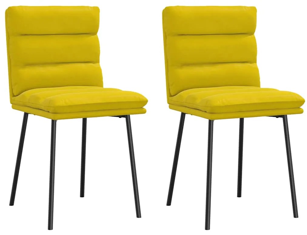 Sedie Da Pranzo 2 Pz Gialle İn Velluto /
