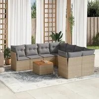 Set Divano da Giardino 9 pz con Cuscini Beige in Polyrattan 3223532