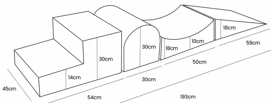 Gioco per psicomotricità color crema in velluto 4 pz altezza totale 30 cm 45x193 cm Montessori – Meowbaby
