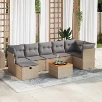 Set Divano da Giardino 8 pz con Cuscini Beige in Polyrattan 3325769