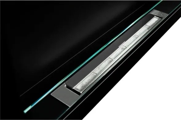 Camino a bioetanolo da parete o incasso Livorno Nero L 90 x P 12 x H 40 con vetro