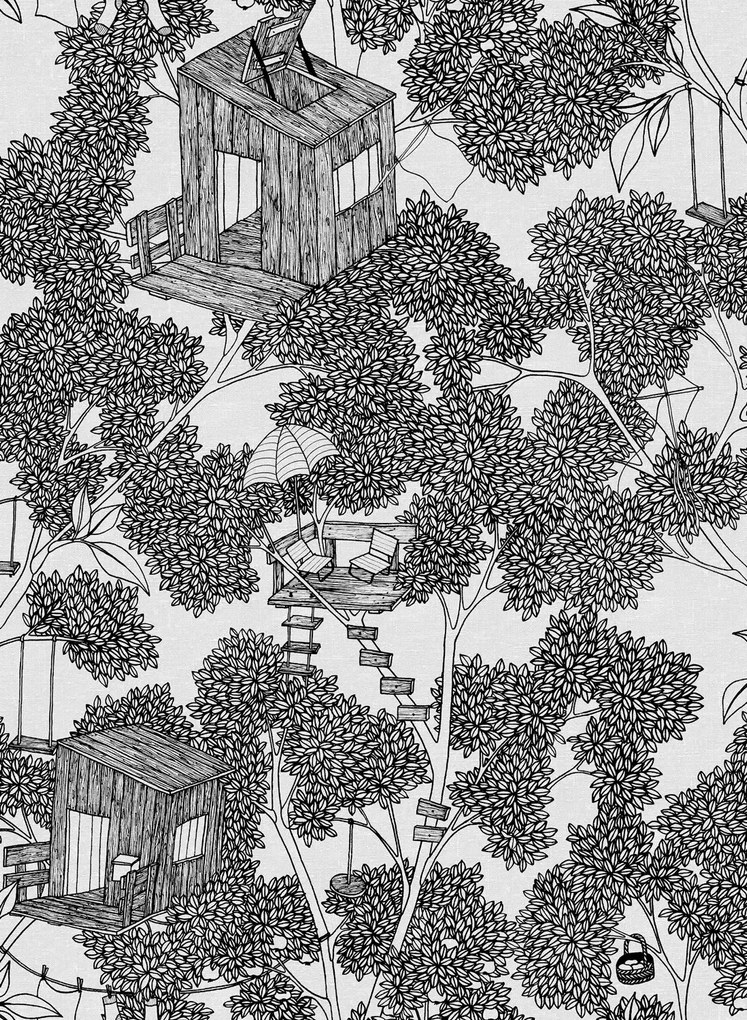 Rebel Walls Carta da parati Treehouse - Graphite