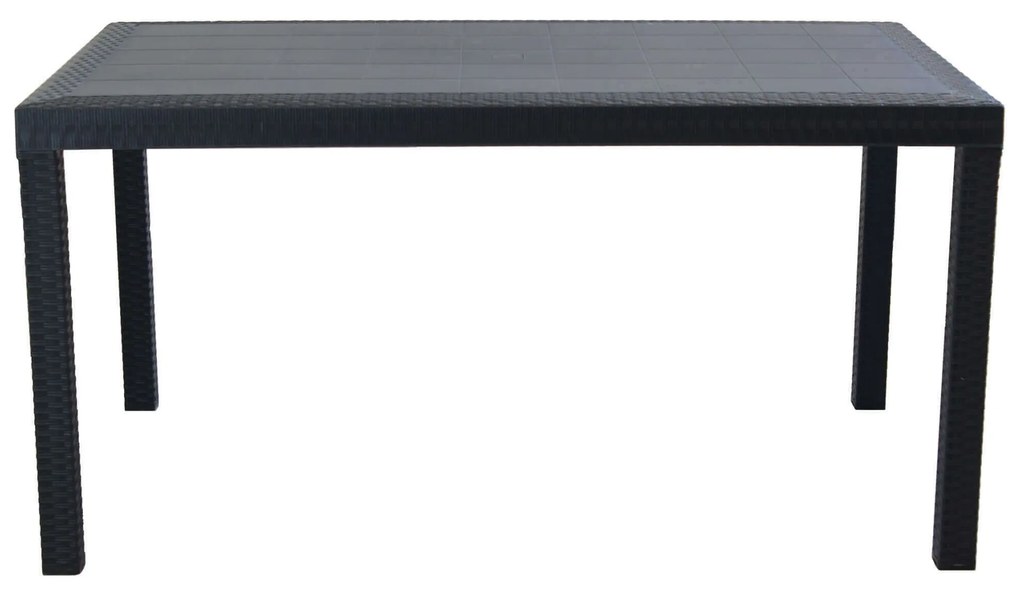 CALIGOLA - set tavolo in resina effetto rattan cm 150 x 90 x 74 h con 4 poltrone Alma