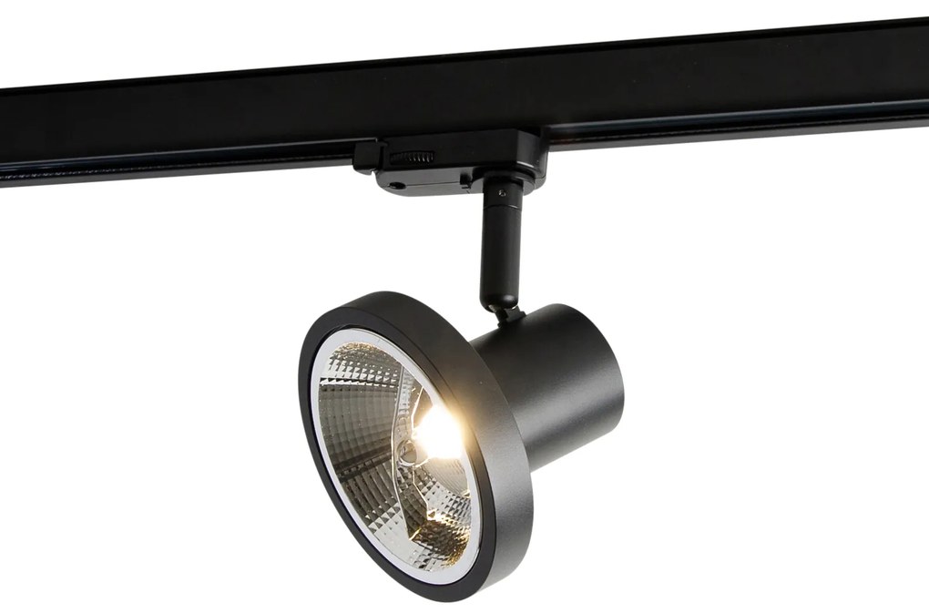 Sistema di illuminazione a binario trifase moderno con 5 faretti GU10 neri 111 mm sinistra - Trifase Jeany