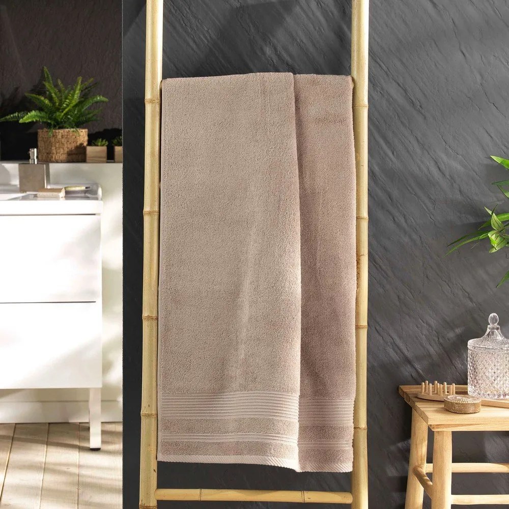 Asciugamano beige in spugna di cotone 70x130 cm Tendresse - douceur d'intérieur