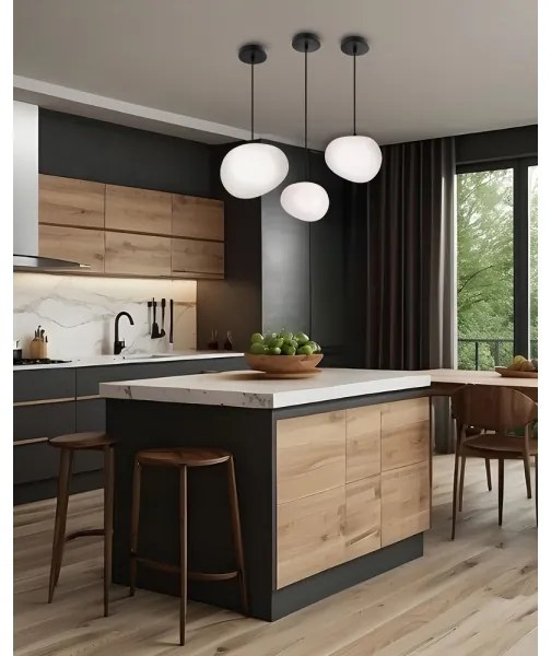 Lampadario a sospensione con filo STONES 1xE27/40W/230V diametro 30 cm