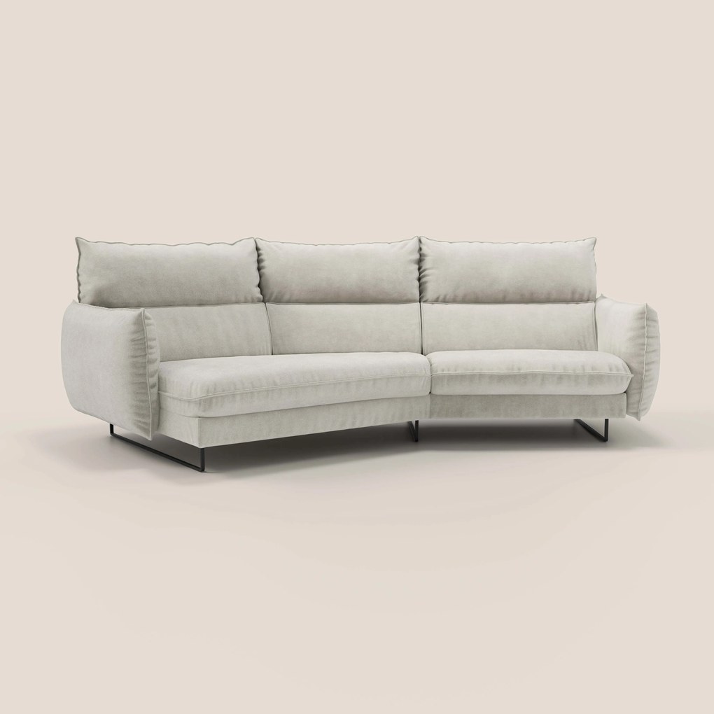 Monamour divano moderno angolare con opzione relax elettrico in microfibra smacchiabile impermeabile T11 panna