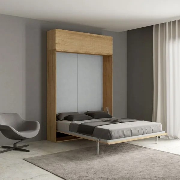 Letto a scomparsa con pensile Quercia matrimoniale 160 cm KENTARO