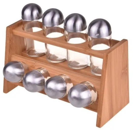 Supporto in bambù con 8 barattoli per spezie Despacito Descpacito - Bambum