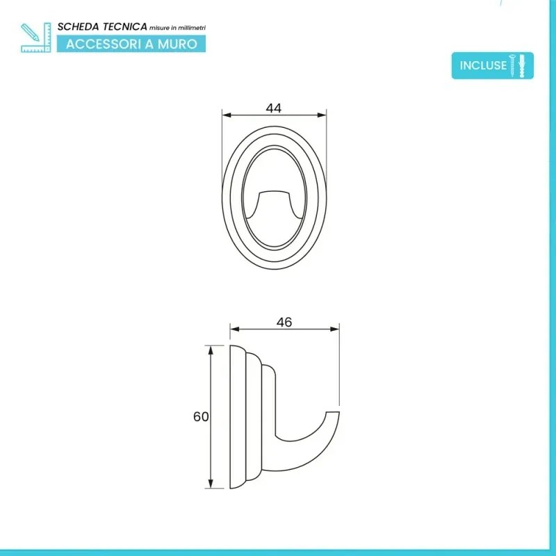 Appendino bagno a muro in acciaio cromato Facile