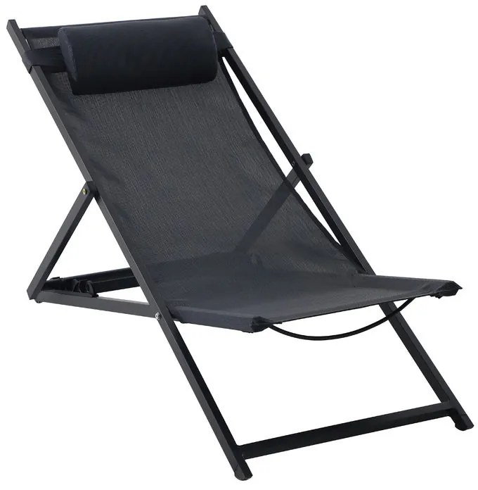 Sedia a sdraio da giardino con cuscino antracite Relax Cruz NATERIAL struttura in alluminio, seduta in textilene antracite