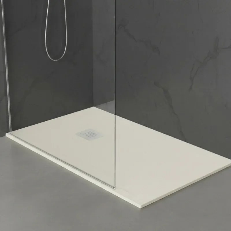 Piatto doccia 80x160 in marmoresina effetto pietra beige riducibile Ten